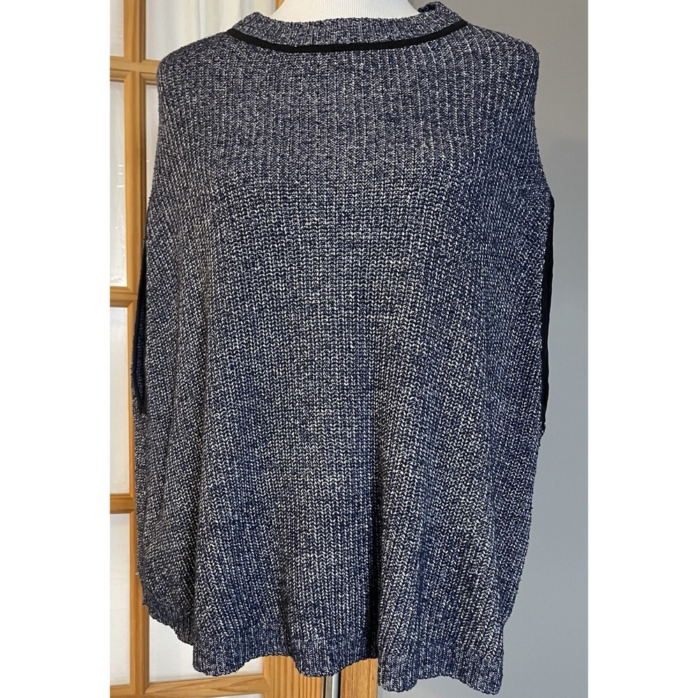 Tahari Women's Pullover Cape Sweater Sz XS Oversized Blue Cable Knit Sleeveless